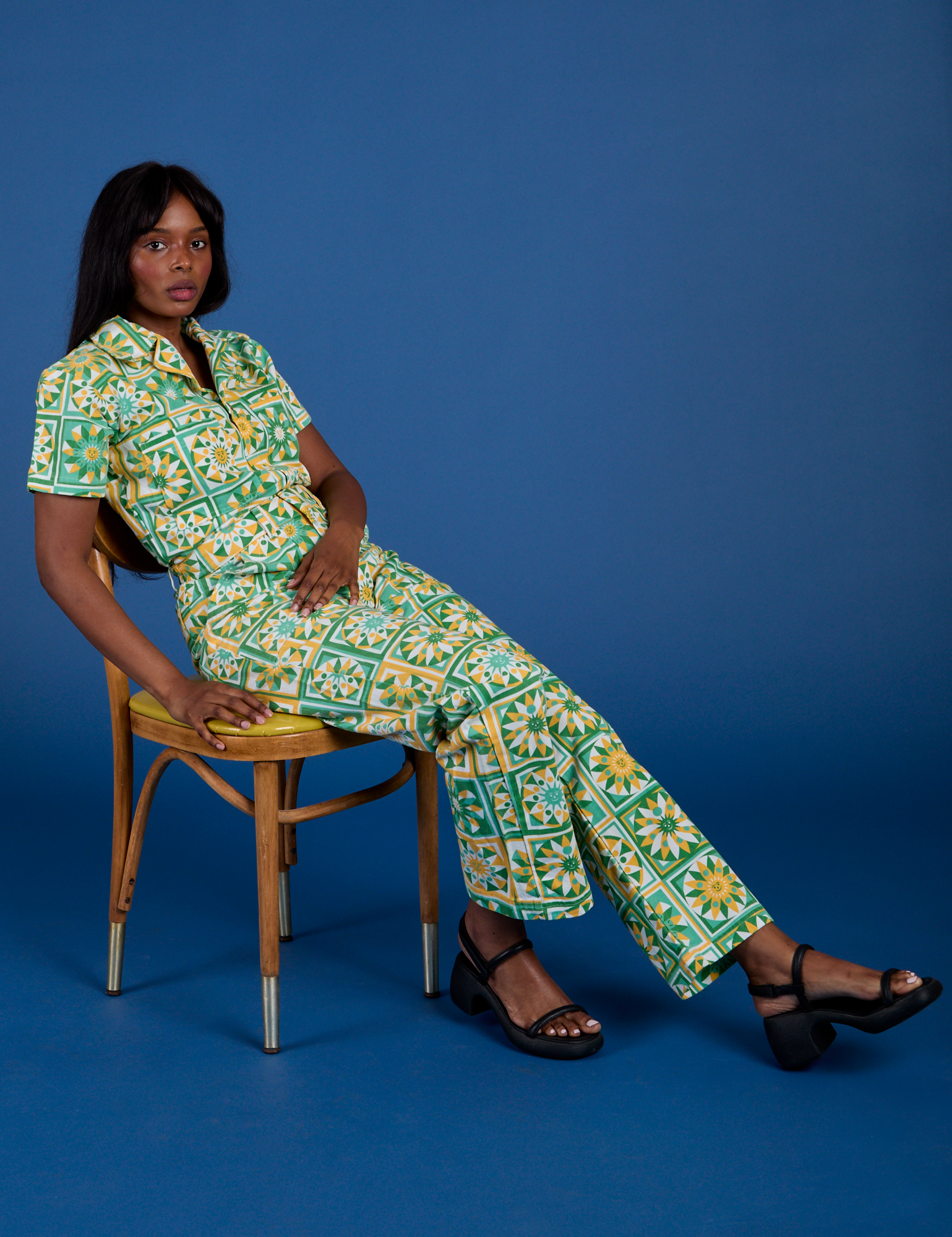 Spring Quilt Print Jumpsuit worn by Kandia
