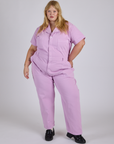 Short Sleeve Jumpsuit - Lilac Purple
