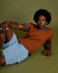 Vintage Ringer Tee in Burnt Terracotta on Jerrod