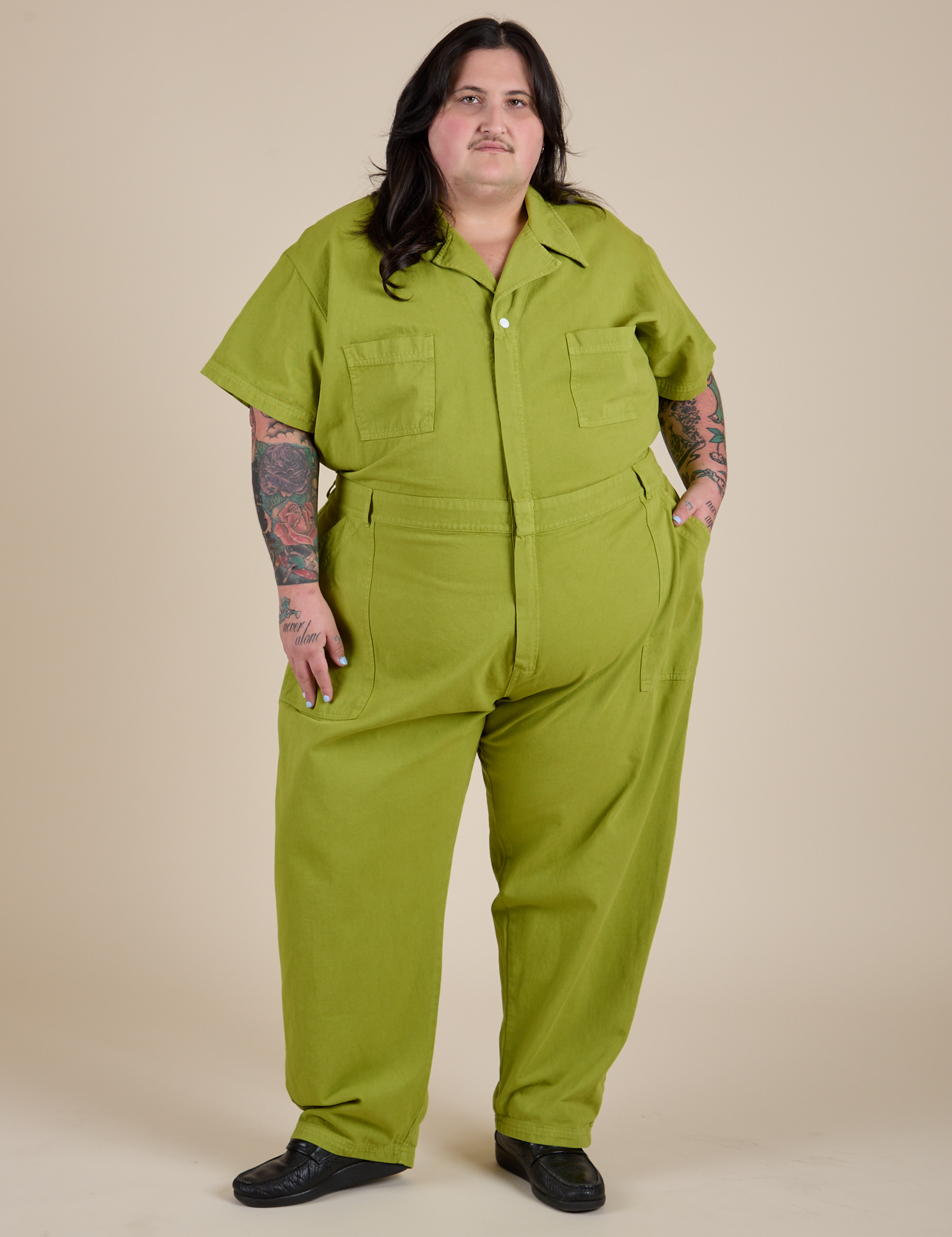 Short Sleeve Jumpsuit - Gross Green