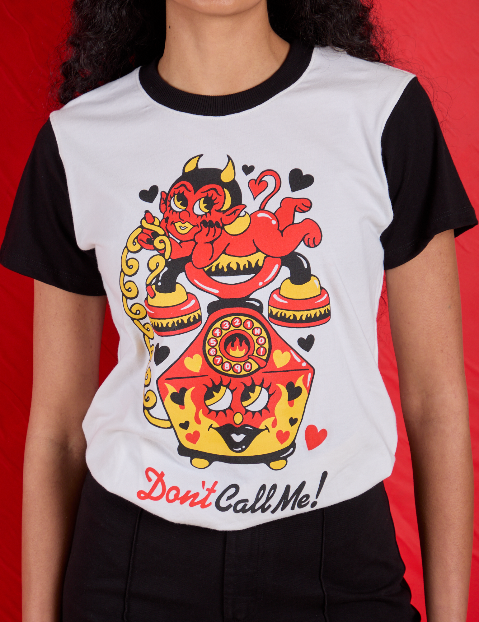 Vintage Tee in Don't Call Me close up on Shahana