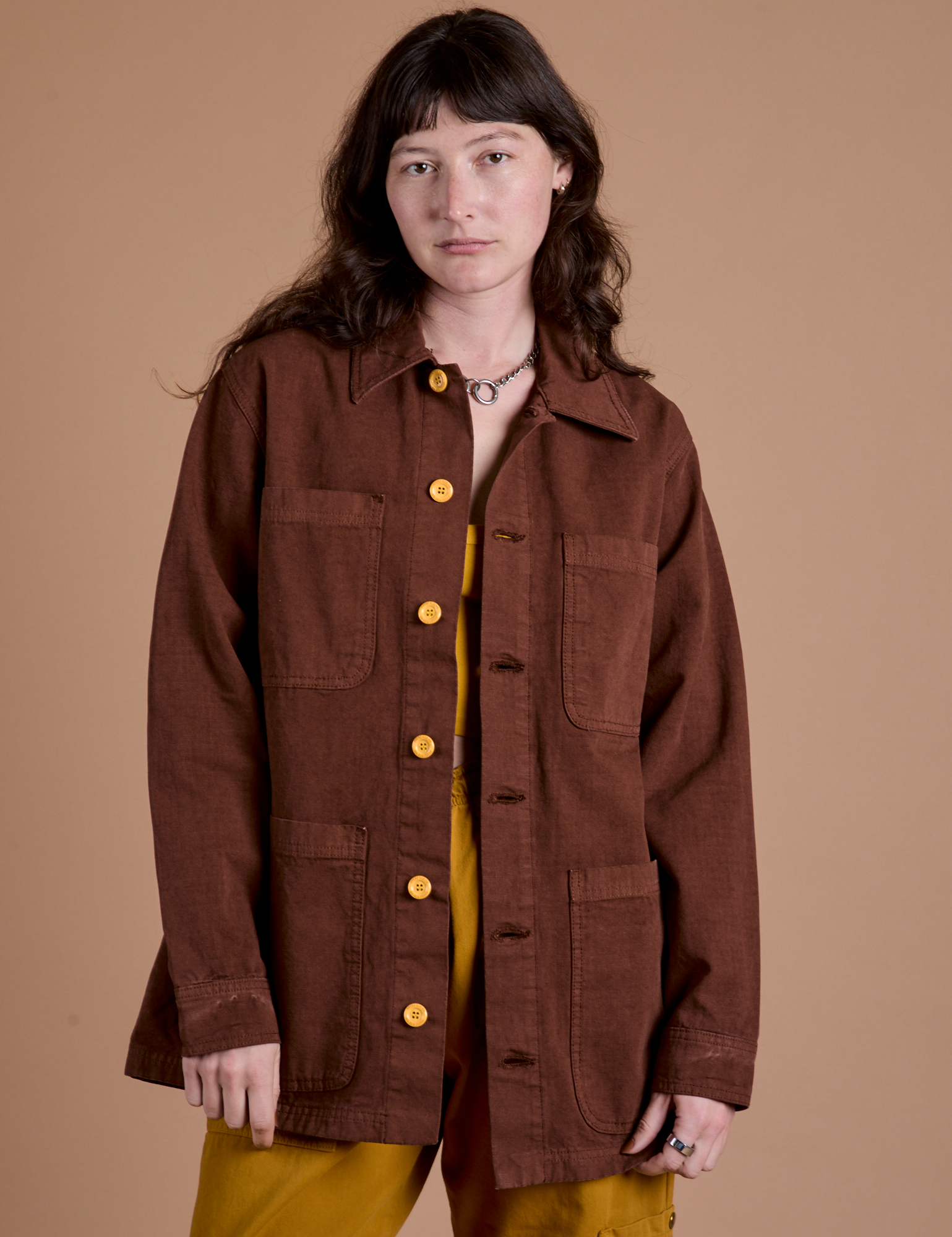 Ripstop Field Coat in Fudgesicle Brown on Alex
