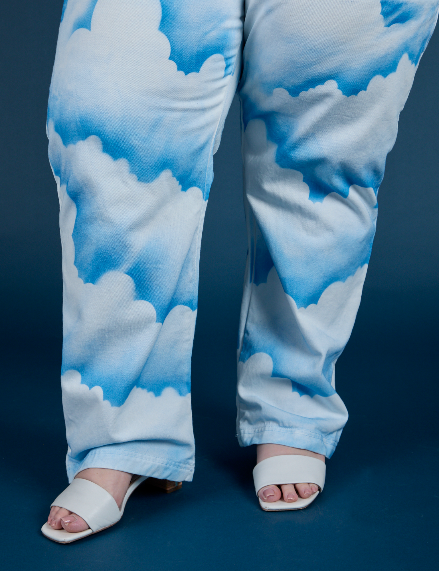 Work Pants in Sunny Cloud Airbrush pant leg close up on Ashley