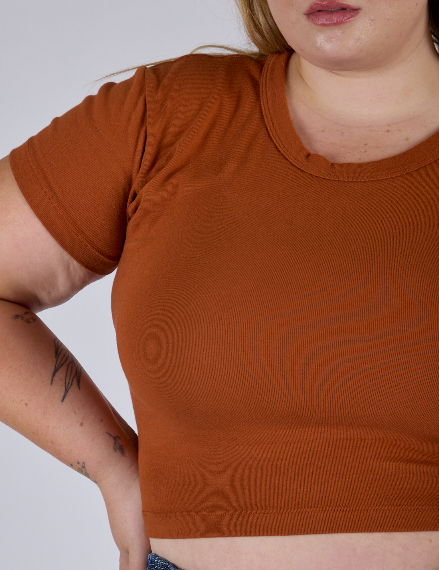 Cropped Baby Tee - Burnt Terracotta