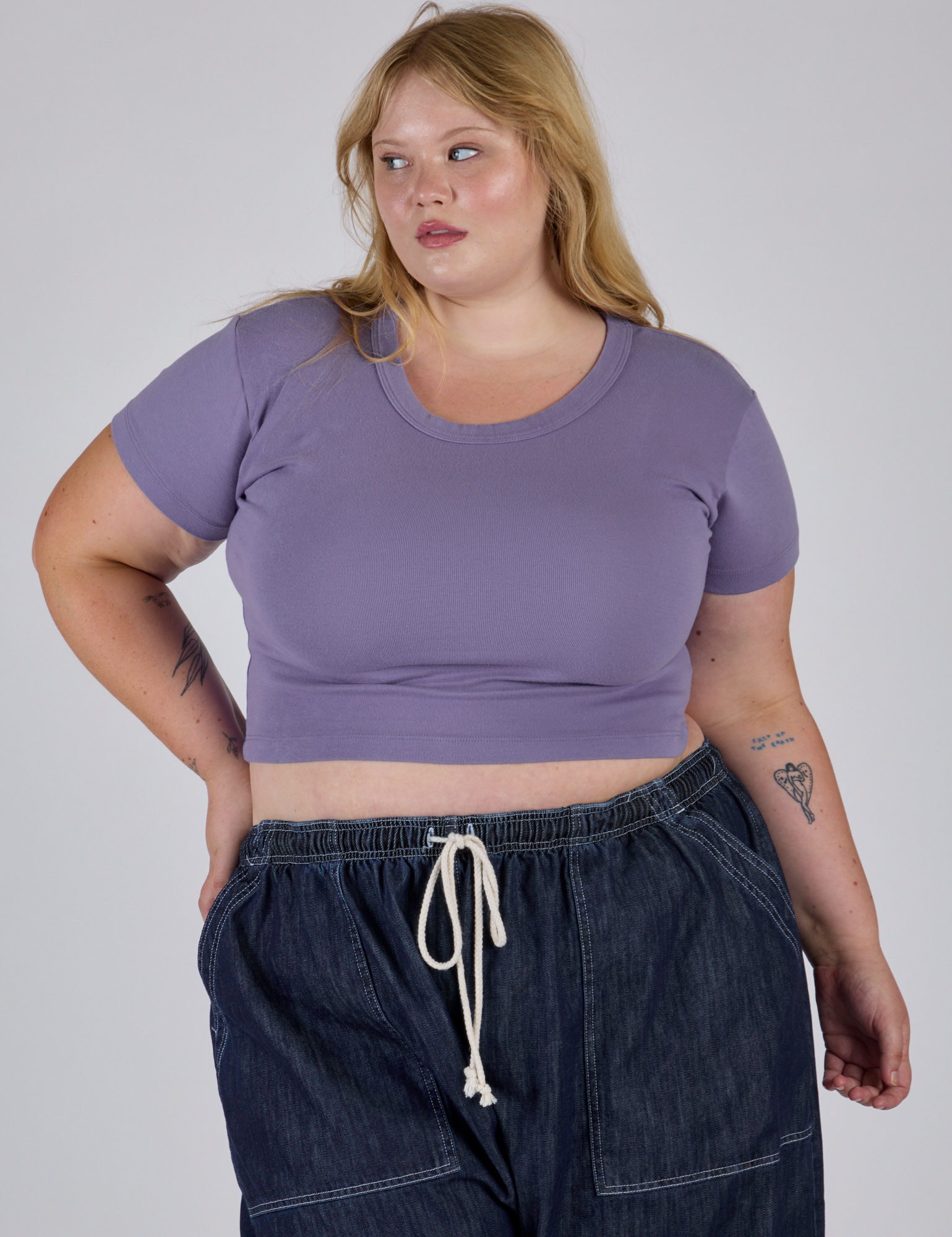 Cropped Baby Tee - Faded Grape