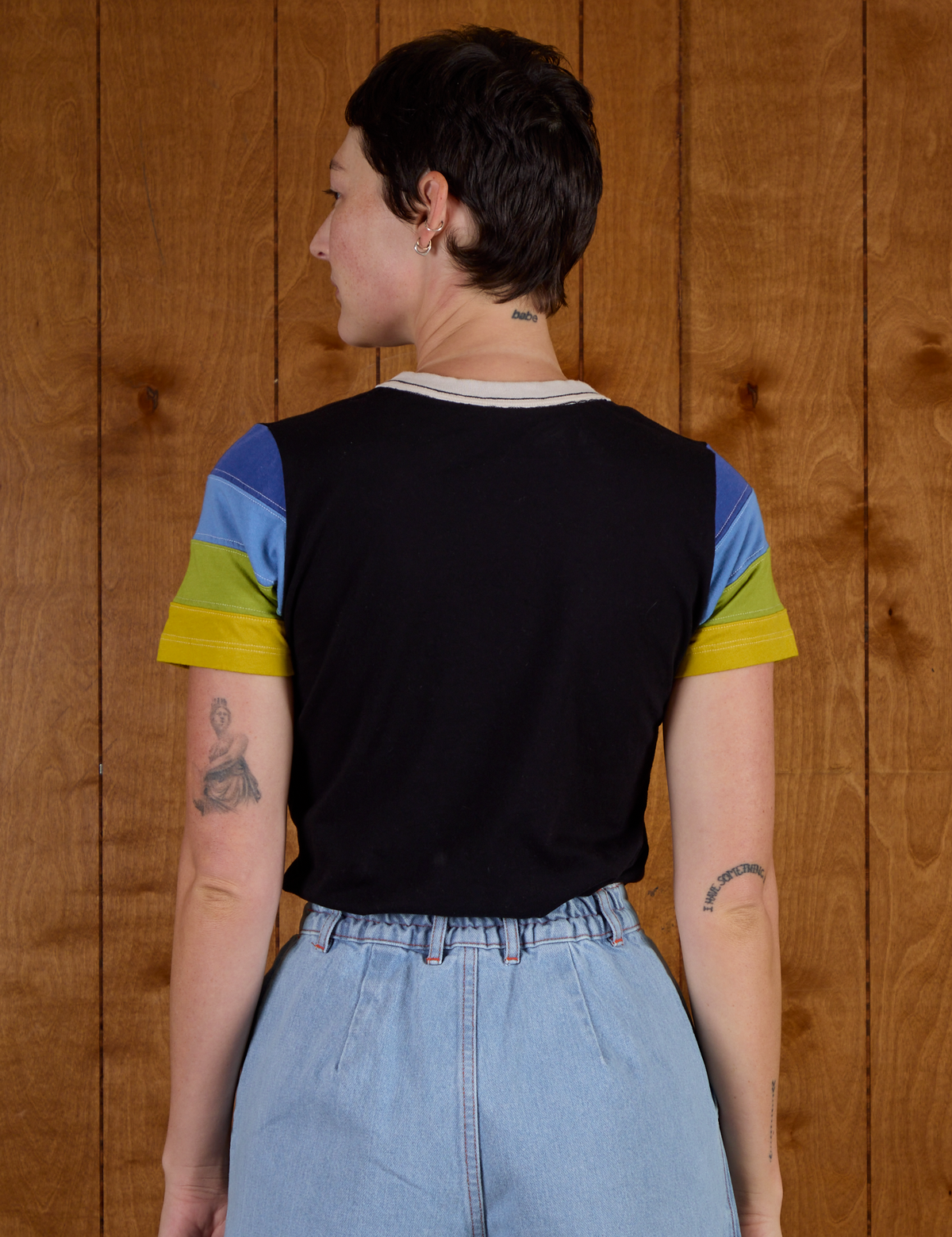 Back view of Calypso Tee in Black Multi on Alex