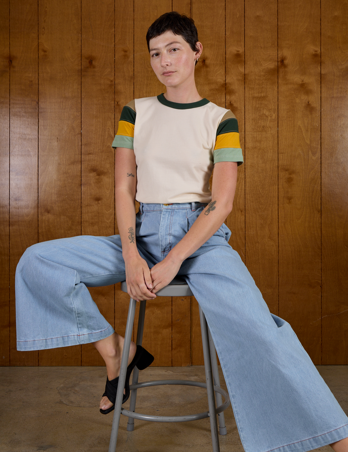 Calypso Tee in Off White Multi worn by Alex