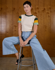 Calypso Tee in Off White Multi worn by Alex