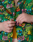 Close up of Ashley buttoning up the Pond Party Pantry Button-Up