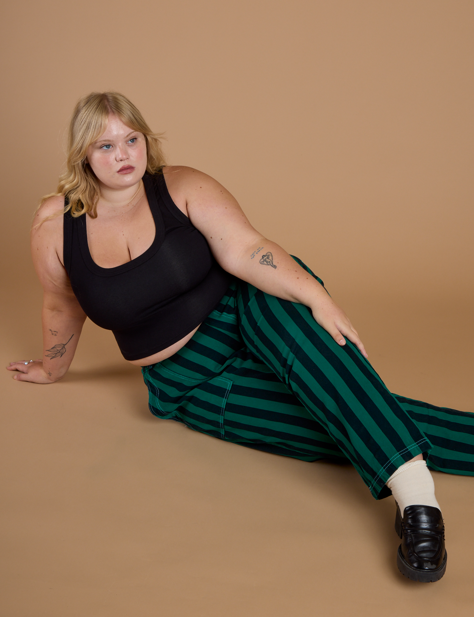 Black Stripe Work Pants - Hunter Green