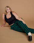 Black Stripe Work Pants - Hunter Green