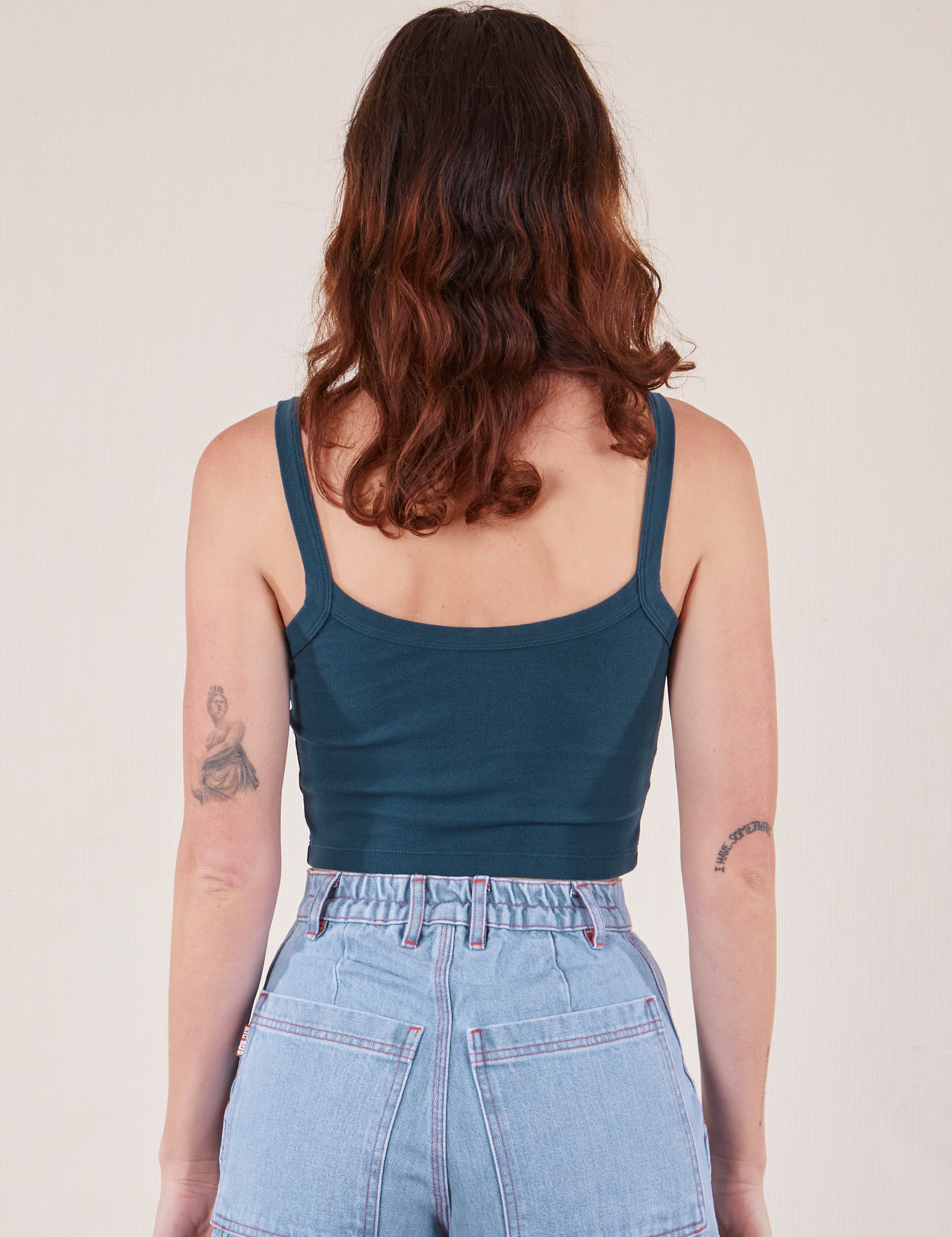 Cropped Cami in Lagoon back view on Alex