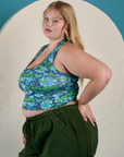 Side view of Cropped Tank Top in Angel Print on Juliet