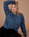 Lish is wearing Long Sleeve Burly Tee in French Blue