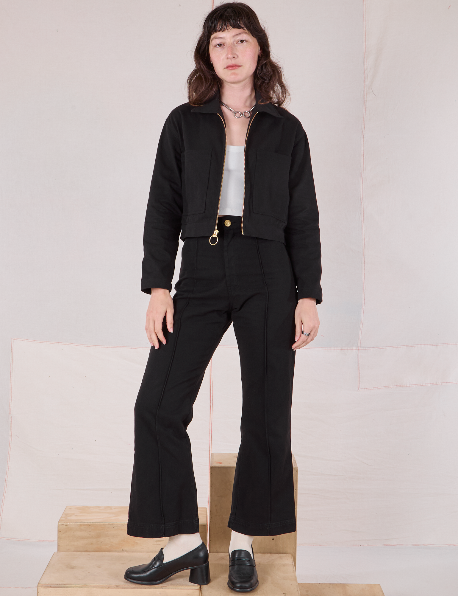 Mechanic Jacket in Basic Black and black Western Pants on Alex