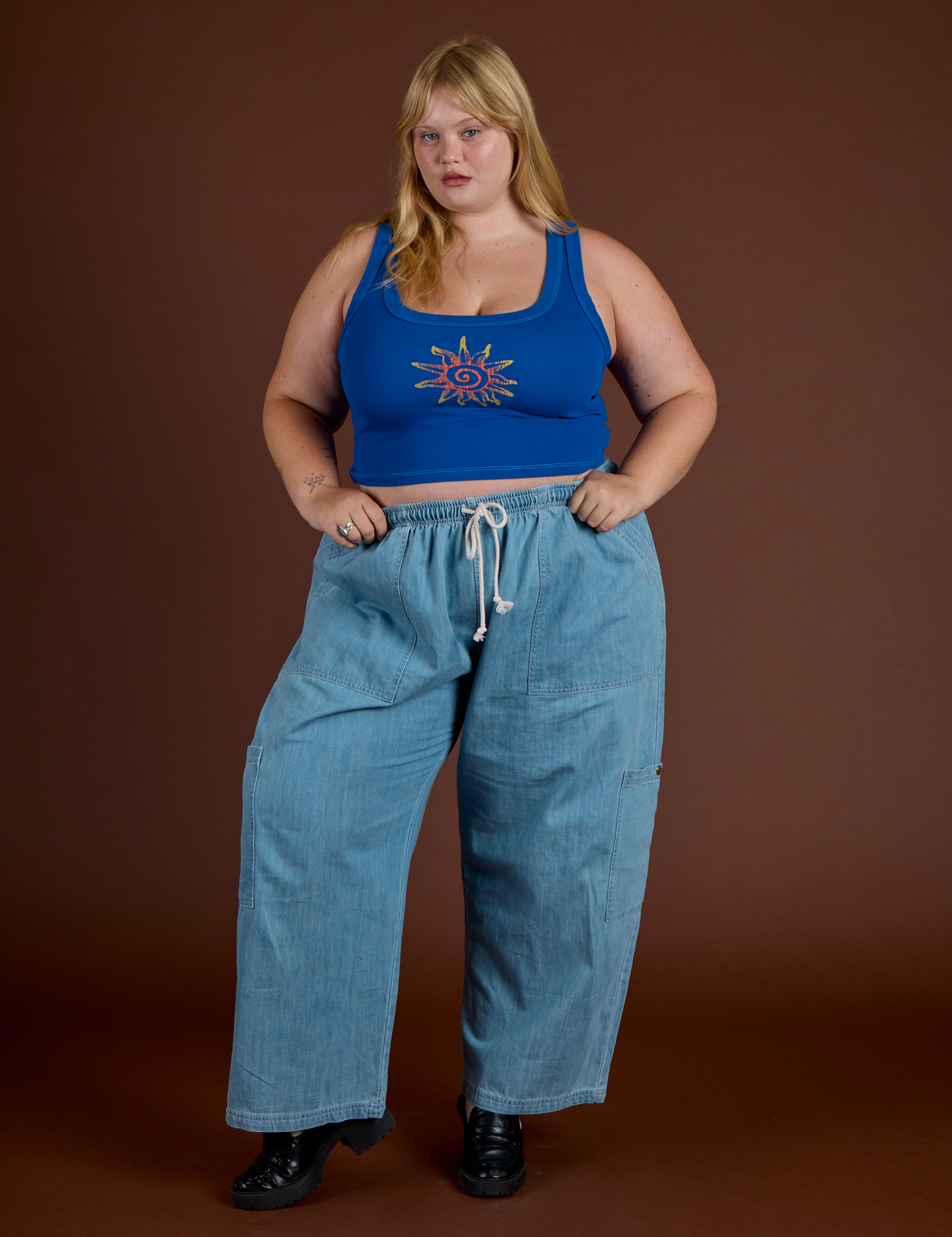 Icon Cropped Tank - Blue Sun