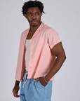Pantry Button-Up in Baby Pink side view on Isaac