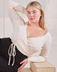 Lish is wearing Wrap Top in Vintage Tee Off-White