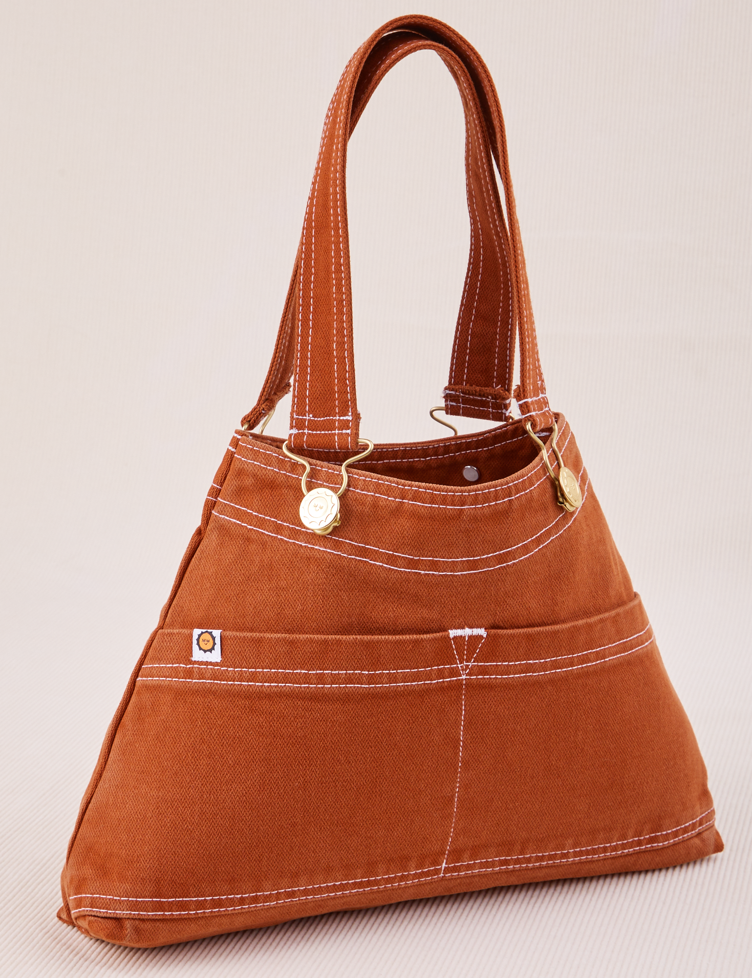 Overall Handbag in Burnt Terracotta angled view