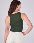 Tank Top in Swamp Green back view on Alex