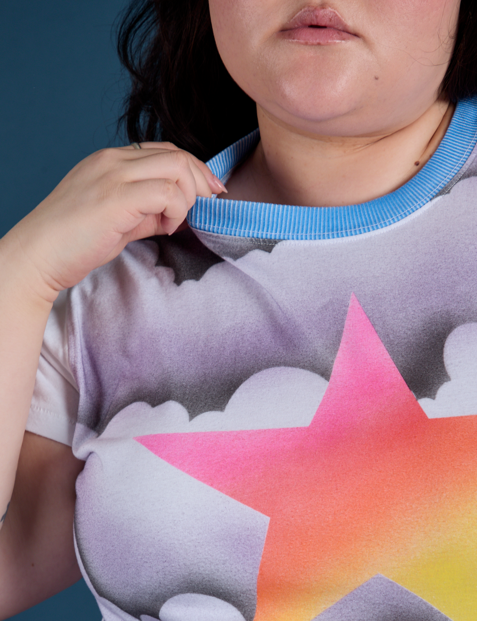 Close up of Airbrush Star Vintage Tee on Ashley