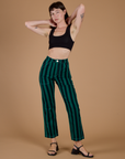 Black Stripe Work Pants - Hunter Green