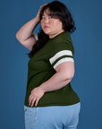 Painted Vintage Tee in Evergreen side view on Ashley