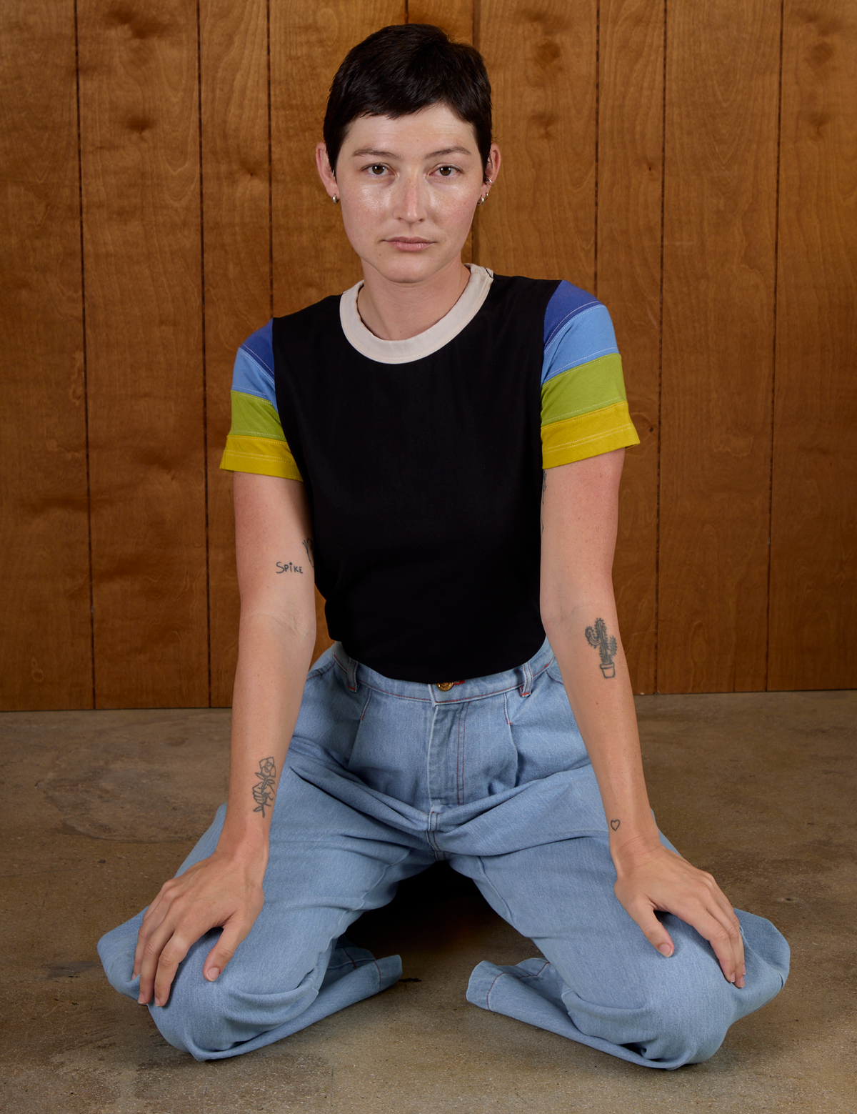 Calypso Tee in Black Multi worn by Alex