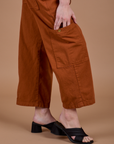 Drop Pocket Cargo Pants in Burnt Terracotta side pant leg pocket close up