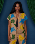 Paintstamped Pantry Button-Up in Froggy on Kandia