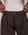 Close up of Heavyweight Trousers in Espresso Brown elastic waist band