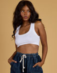 Contrast Stitch Mini Tank in Vintage Tee White on Kandia
