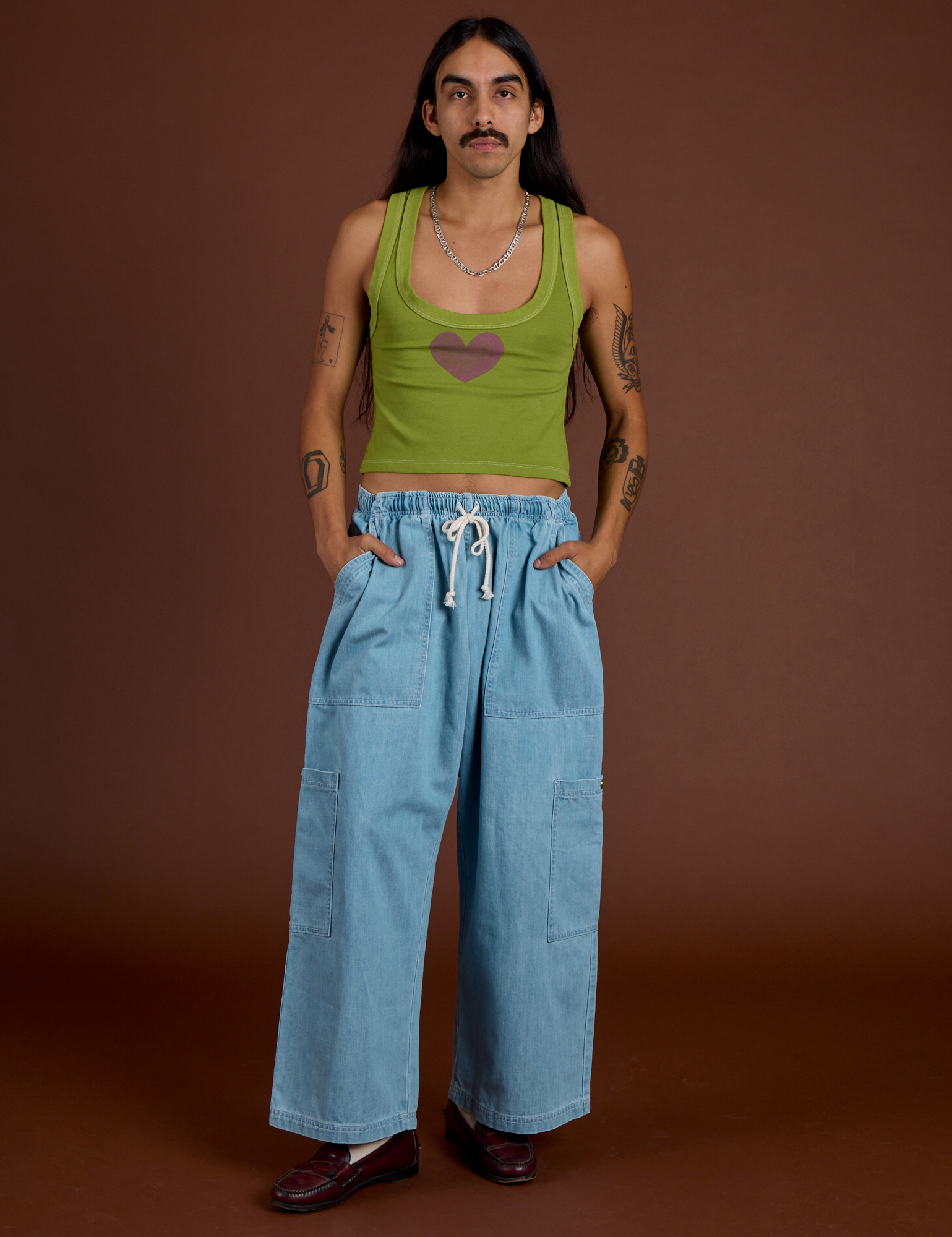 Icon Cropped Tank - Green Heart