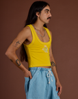 Icon Cropped Tank - Yellow Hibiscus