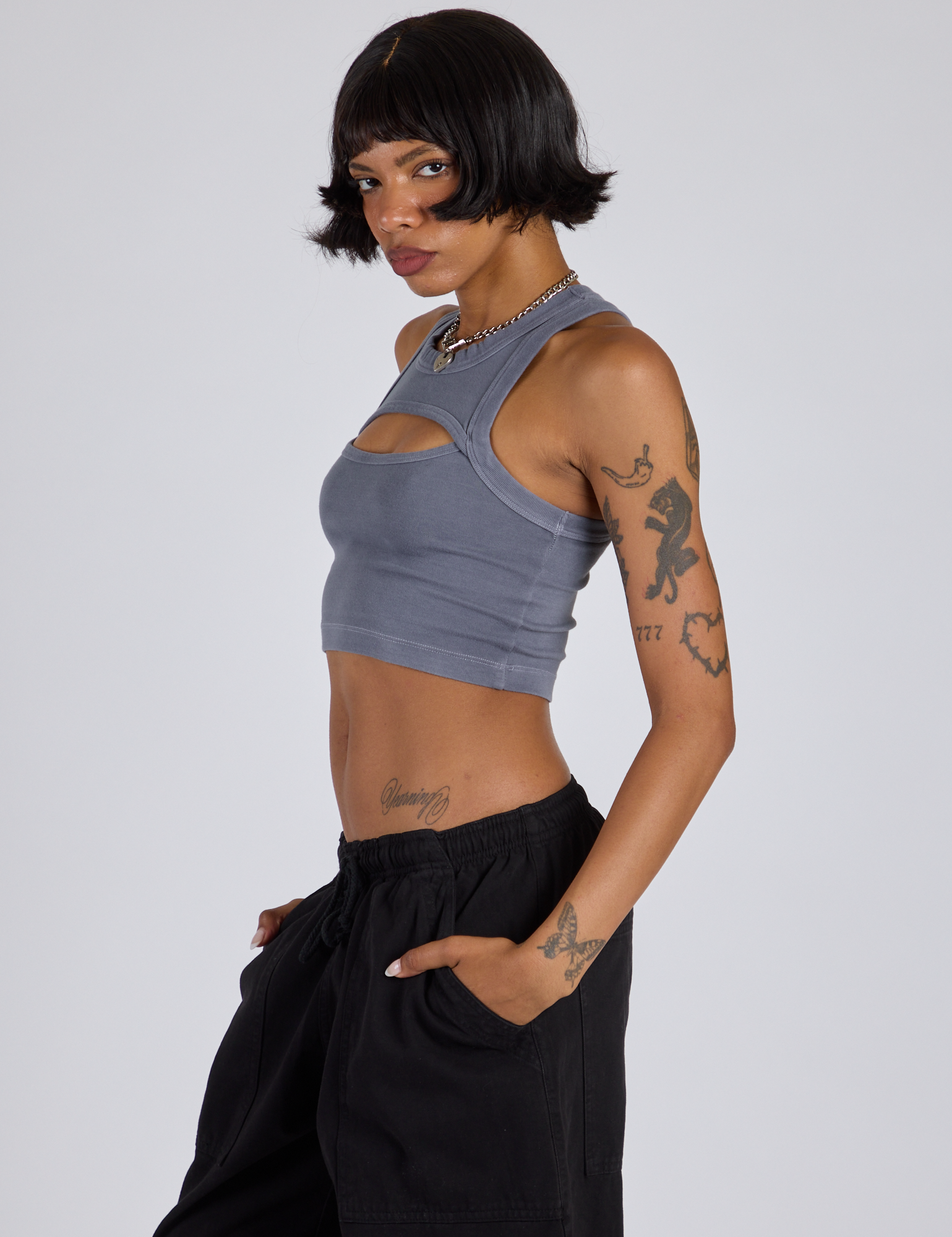 Porthole Tank - Washed Grey