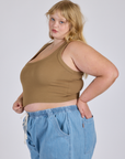 Cropped Tank Top in Desert Brown side view on Juliet