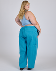 Drop Pocket Cargo Pants in Hawaiian Blue back view on Juliet