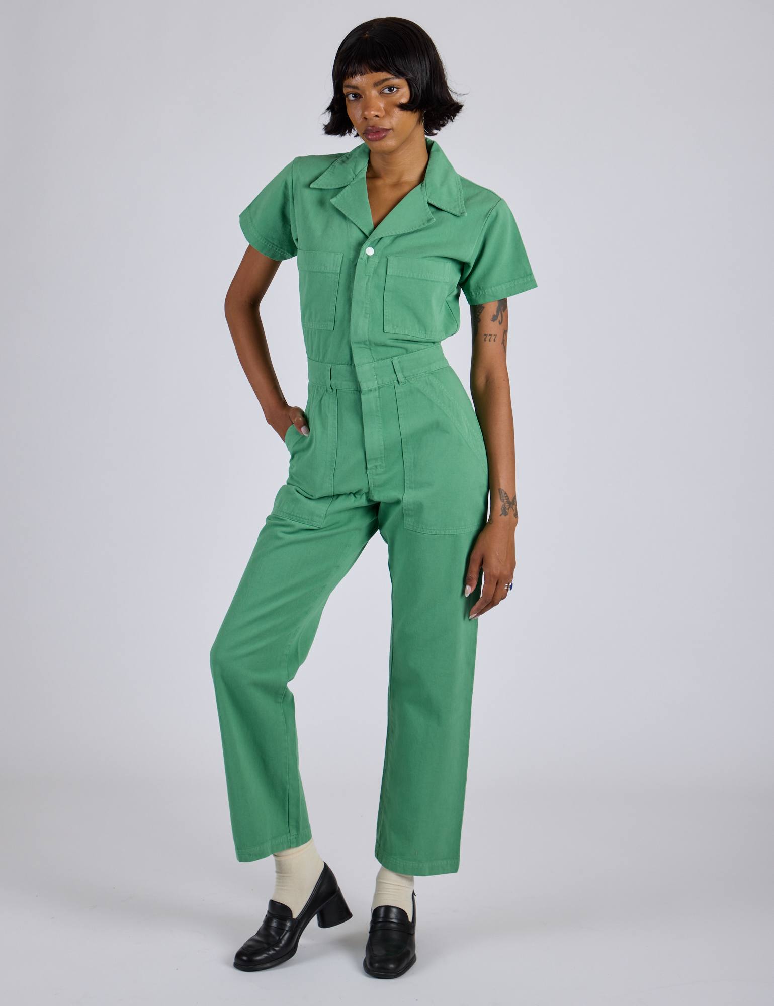 Short Sleeve Jumpsuit - Seafoam Green