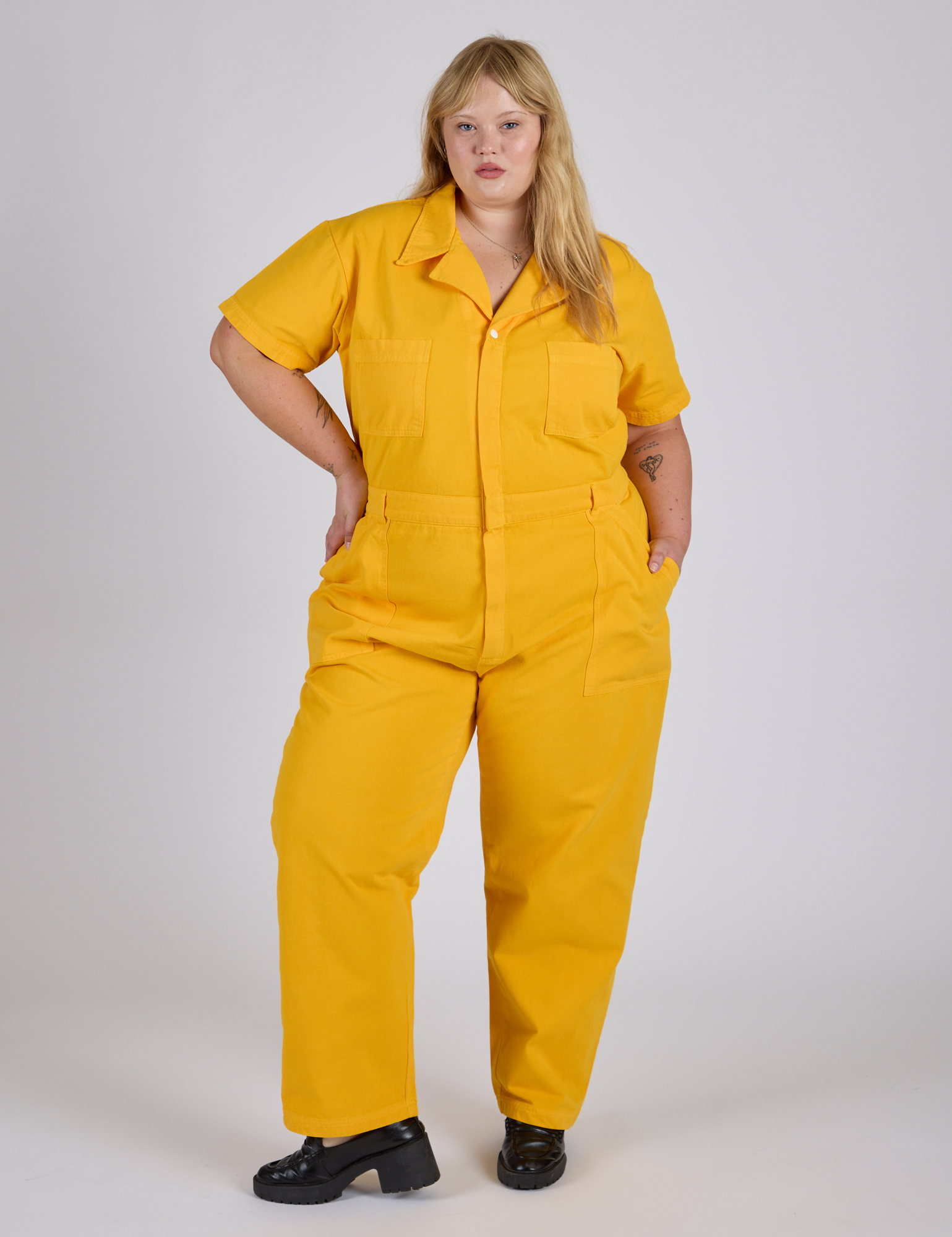 Short Sleeve Jumpsuit - Sunshine Yellow