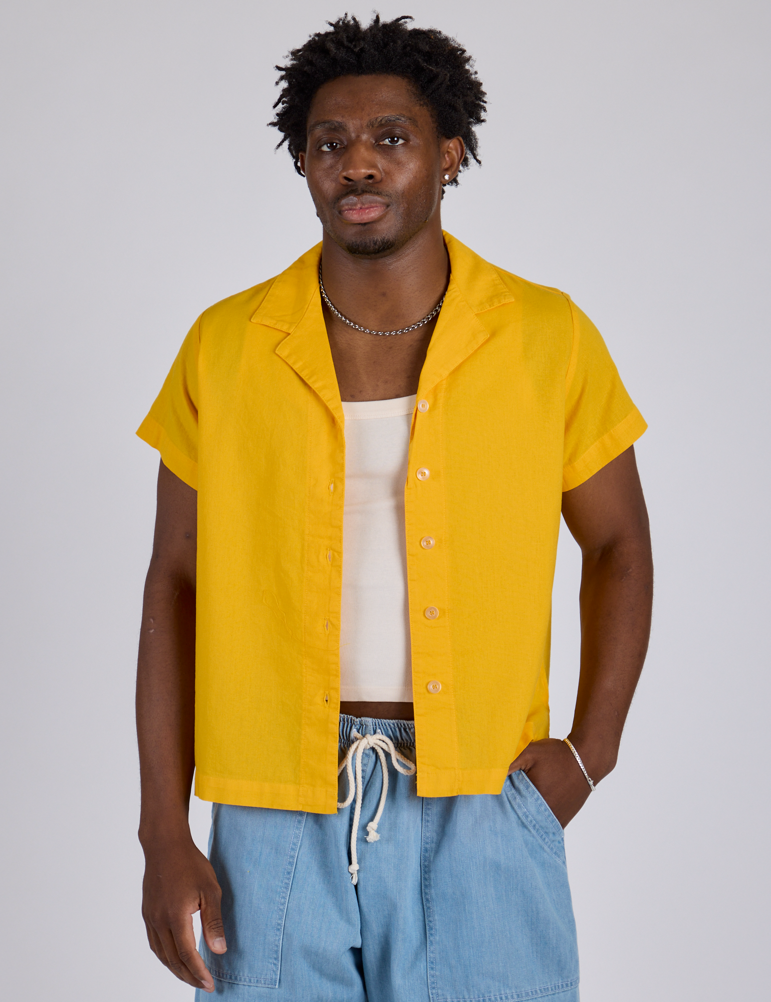 Pantry Button-Up in Sunshine Yellow on Isaac