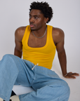 Cropped Tank Top in Sunshine Yellow worn by Isaac