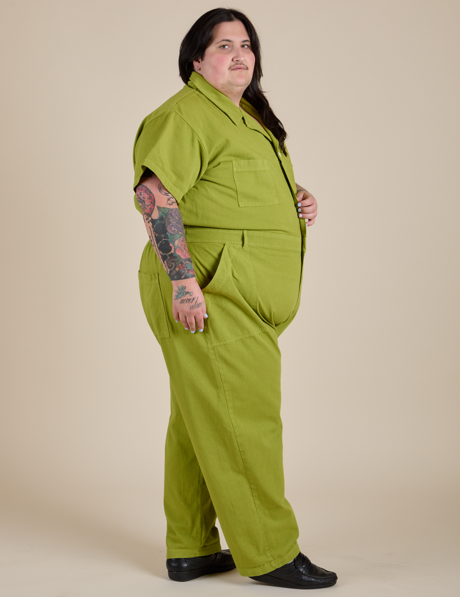 Short Sleeve Jumpsuit - Gross Green