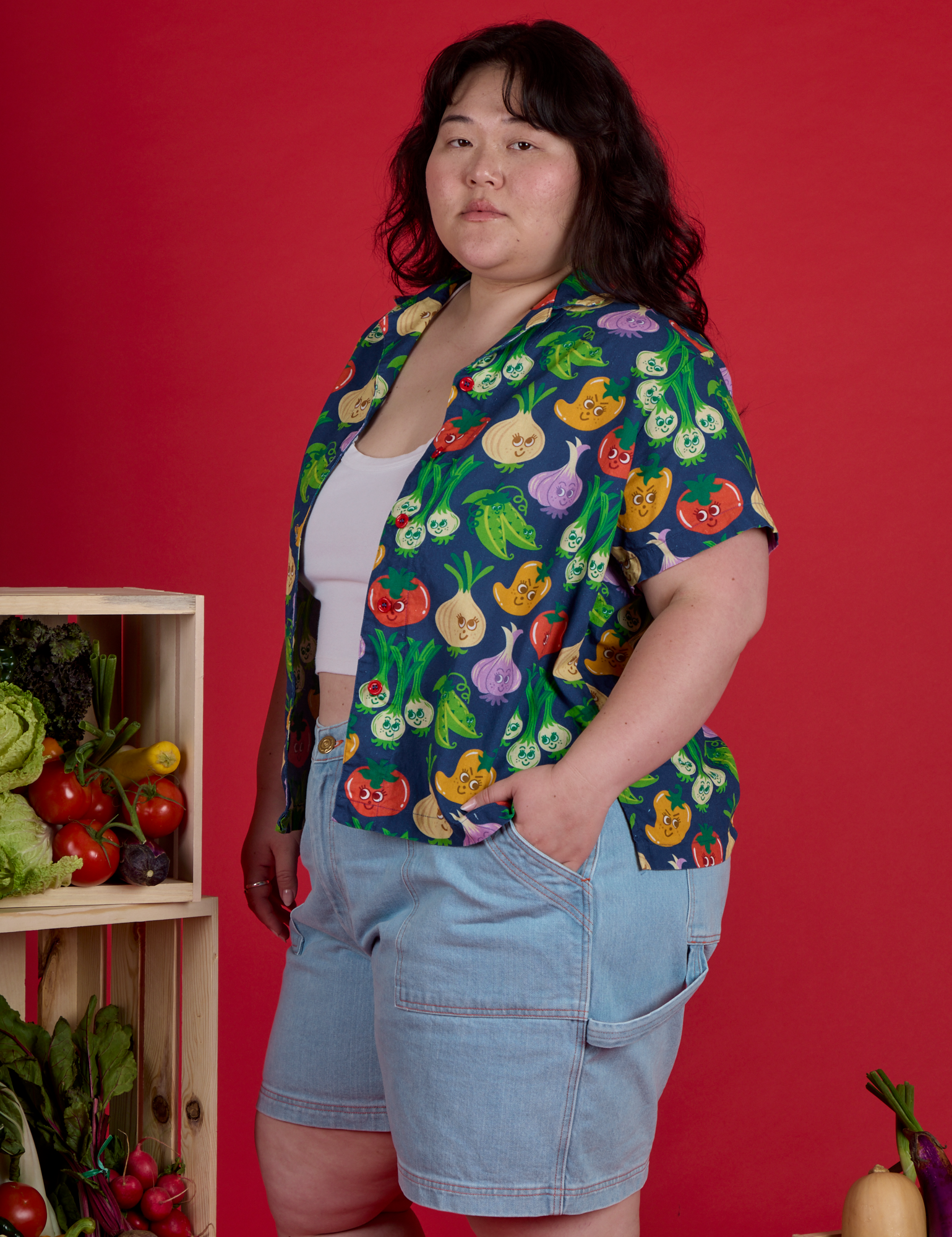 Veggie Village Pantry Button-Up