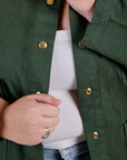 Denim Work Jacket in Swamp Green close up