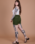 Classic Work Shorts in Evergreen side view on Sydney