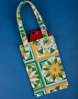 Spring Quilt Printed Cell Phone Tote with phone tucked in