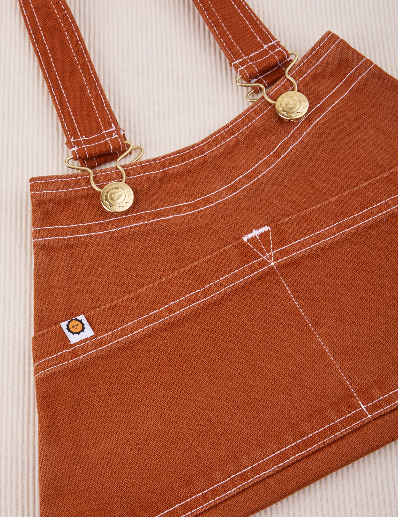 Overall Handbag in Burnt Terracotta laid flat