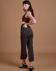 Angled back view of Work Pants in Espresso Brown on Alex