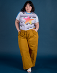 Ashley is wearing Airbrush Star Vintage Tee and spicy mustard Drop Pocket Cargo Pants