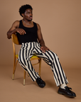 Black Stripe Work Pants - Natural